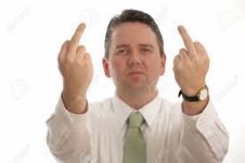 Upset Businessman Giving Middle Finger To Boss DOF Focus On Hand Stock  Photo, Picture And Royalty Free Image. Image 3172713.